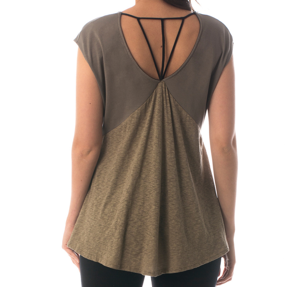 MAJAMAS EARTH flowy v-neck tee shirt swing top